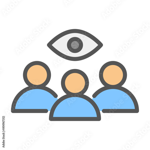 viewer filled outline icon. audience color line illustration.