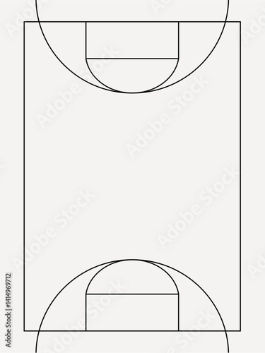 Basketball court outline, design element vector
