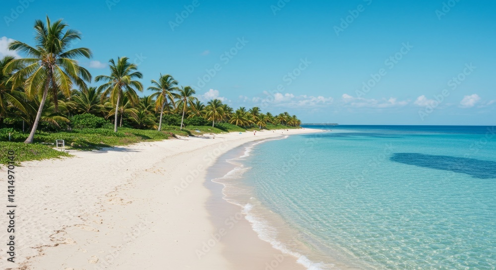 Tropical Beach Paradise - Idyllic white sand beach with crystal-clear turquoise water and lush palm trees. Perfect for travel and vacation imagery Tropical Beach Paradise - Idyllic white sand beach with crystal-clear turquoise water and lush palm trees. Perfect for travel and vacation imagery