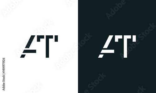 Creative minimal abstract letter AT logo.