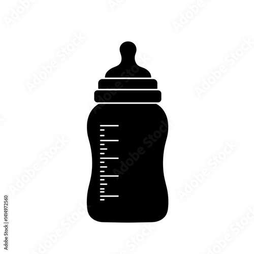 Baby bottle icon in black silhouette style