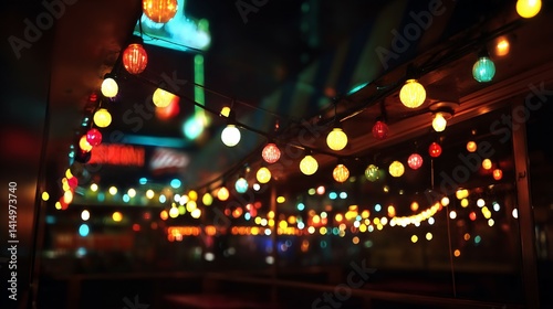 Wallpaper Mural Colorful lanterns hang illuminating a dark space creating a festive atmosphere. Torontodigital.ca