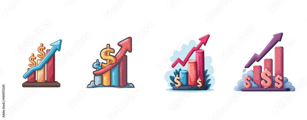 Obraz premium Colorful Upward Trending Bar Graphs Illustrating Financial Growth and Profit Increase