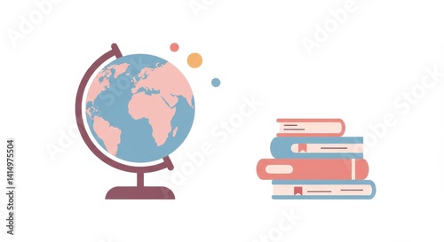 Obraz na płótnie Learning around world with globe and books w salonie