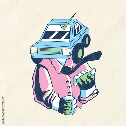 Retro car dealer element vector