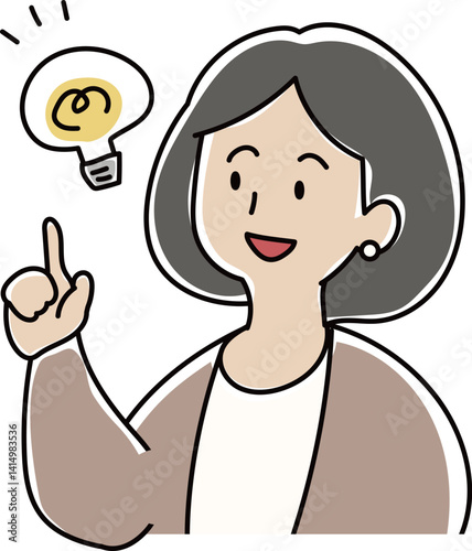 ひらめいた人　オフィスの女性のイラスト