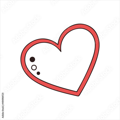 Simple Heart Outline: Love Symbol, Minimalist Design, Red Border, Clean Vector, Romantic Icon Vector