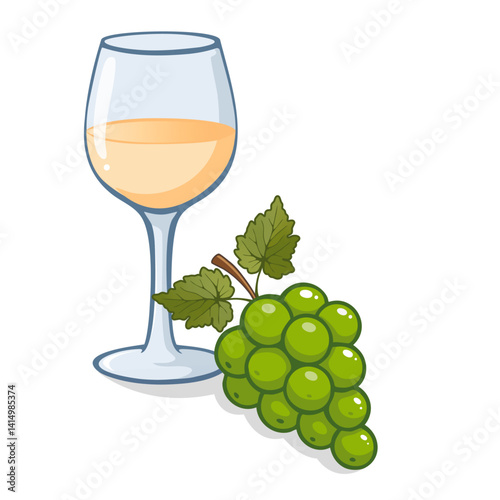 Glas Weinwein mit grünen Weintrauben