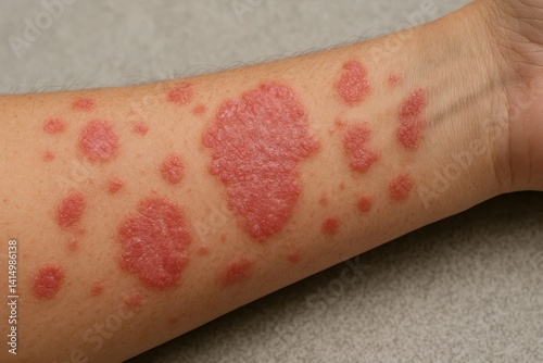 Skin Condition with Red Rash and Scaly Texture on Human Arm