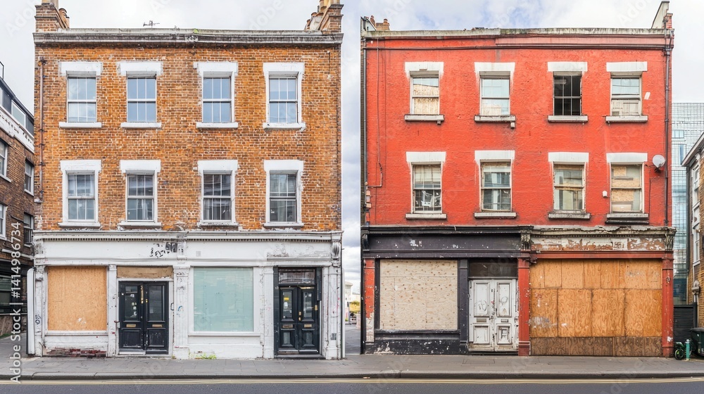 Obraz premium Renovation of a brick facade with modern updates.