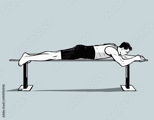 L’homme fait des tractions sur la barre horizontale. Athlète à la barre horizontale