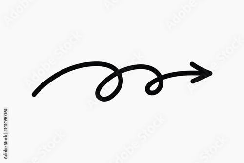 Curved arrow line drawing illustration vector