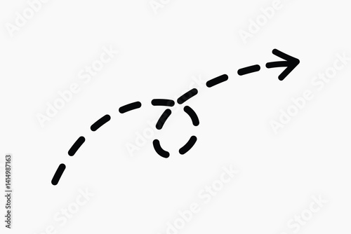 Curved arrow with dashed line illustration vector