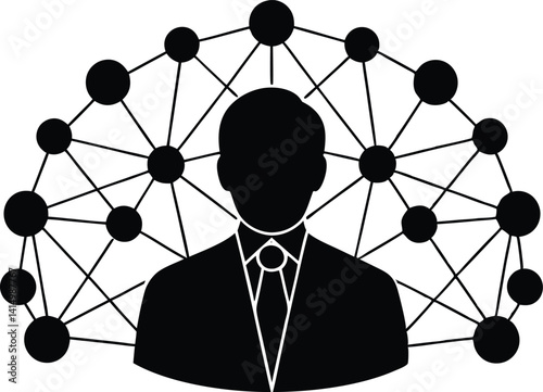 social network connection silhouette icon set, social network, social network connection, social network concept on white background.