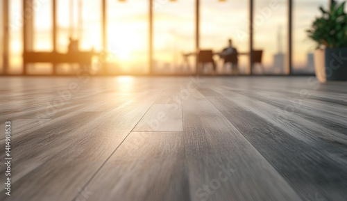 Sunset Office Floor  Modern Workspace with a Golden Hour View
