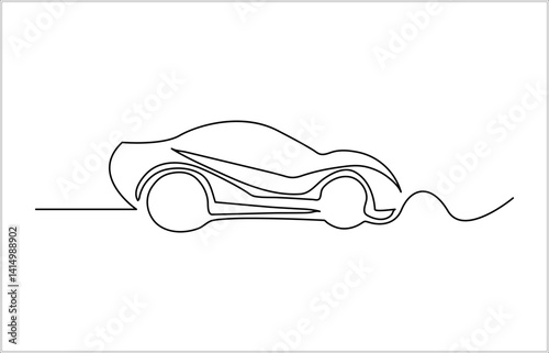 Continuous one line drawing of car vector icon, Abstract small car in continuous line art drawing style. Minimalist black linear sketch vector illustration Line Continuous Line Drawing background.