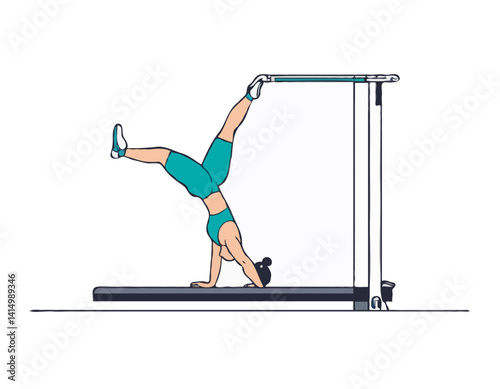 Tirer un bloc horizontal, un exercice athlétique sur une machine de gymnastique, un dessin au trait d’une personne faisant du sport

