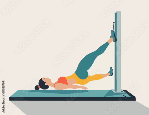 Tirer un bloc horizontal, un exercice athlétique sur une machine de gymnastique, un dessin au trait d’une personne faisant du sport
