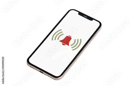 PNG Smartphone displaying notification alert icon with sound waves