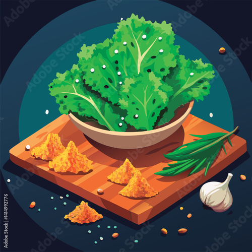 Fresh greens. crispy snacks. and aromatic spices.