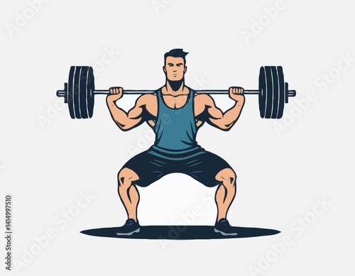 Gym hack squat man sport avec pictogramme flèche