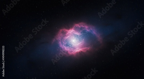 Vibrant Pink Nebula in Deep Space with Bright Star