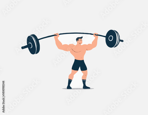 Homme avec l’icône solide de barbell, concept de musculation, signe d’haltérophile sur le fond blanc, icône de poids de levage d’homme dans le modèle de glyphe pour le concept mobile et la conception 