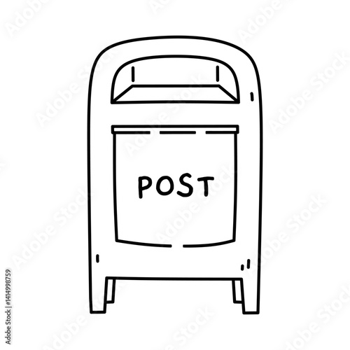 Mailbox isolated on a white background. Vector hand-drawn illustration in doodle style. Perfect for decorations, logo, various designs.