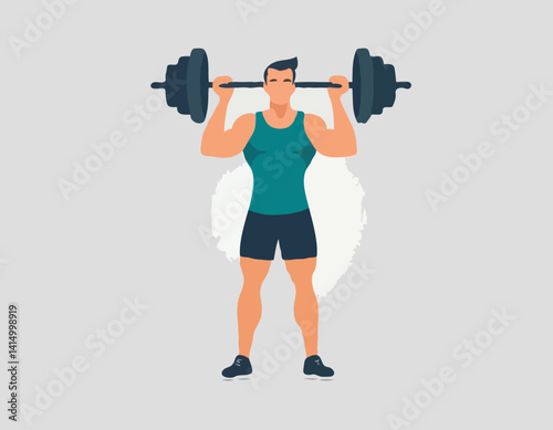 Homme avec l’icône solide de barbell, concept de musculation, signe d’haltérophile sur le fond blanc, icône de poids de levage d’homme dans le modèle de glyphe pour le concept mobile et la conception 