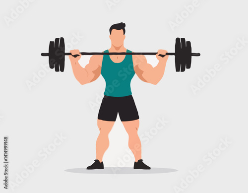 Homme avec l’icône solide de barbell, concept de musculation, signe d’haltérophile sur le fond blanc, icône de poids de levage d’homme dans le modèle de glyphe pour le concept mobile et la conception 