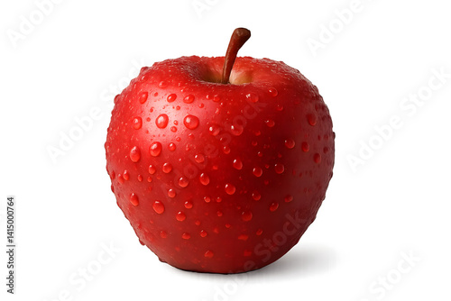 A fresh red apple with droplets of water on its surface. Concept Fresh Fruit Photography, Water Droplets, Healthy Eating, Vibrant Colors, Natural Lighting