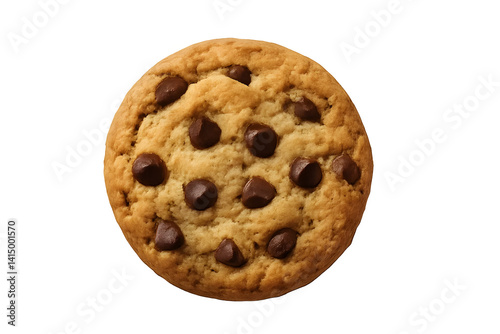 A round chocolate chip cookie with chocolate chips embedded in a light golden-brown dough. Concept Chocolate Chip Cookies, Delicious Desserts, Baking Perfection, Golden-Brown Treats