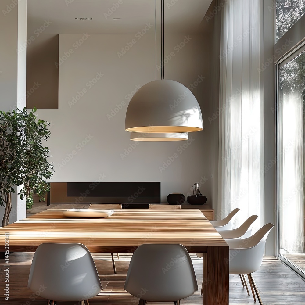 A modern dining area with a light, airy feel. A modern dining area with a light, airy feel.