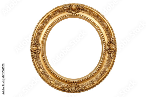 PNG Intricate circular gold frame with ornate decorative detailing