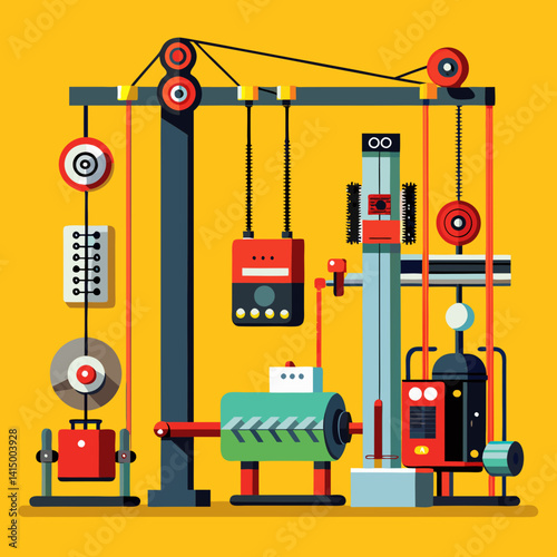 Illustration de vecteur d’entraînement de force d’exercice de triceps de câble