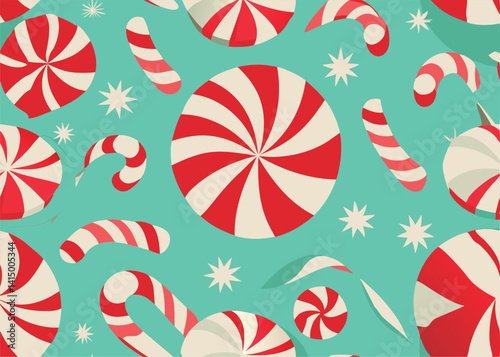 Christmas candy pattern with swirls.
