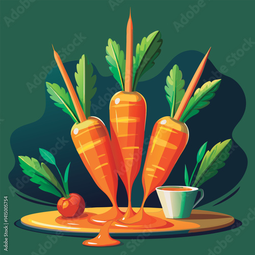 Cartoon carrots dripping with sauce.