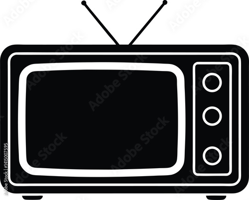 tv silhouette vector icon, tv icon vector illustrator, tv icon vector illustration, vector retro tv, retro television set, retro tv set on white background.