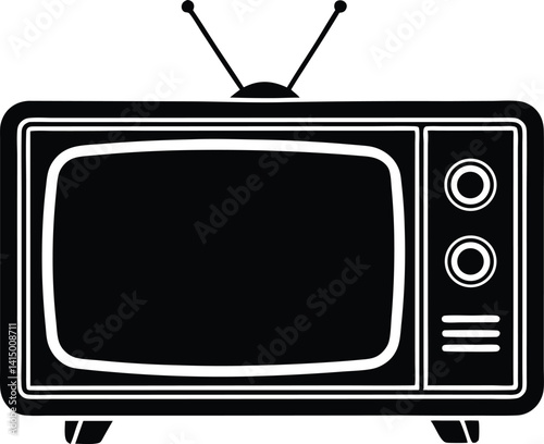 tv silhouette vector icon, tv icon vector illustrator, tv icon vector illustration, vector retro tv, retro television set, retro tv set on white background.