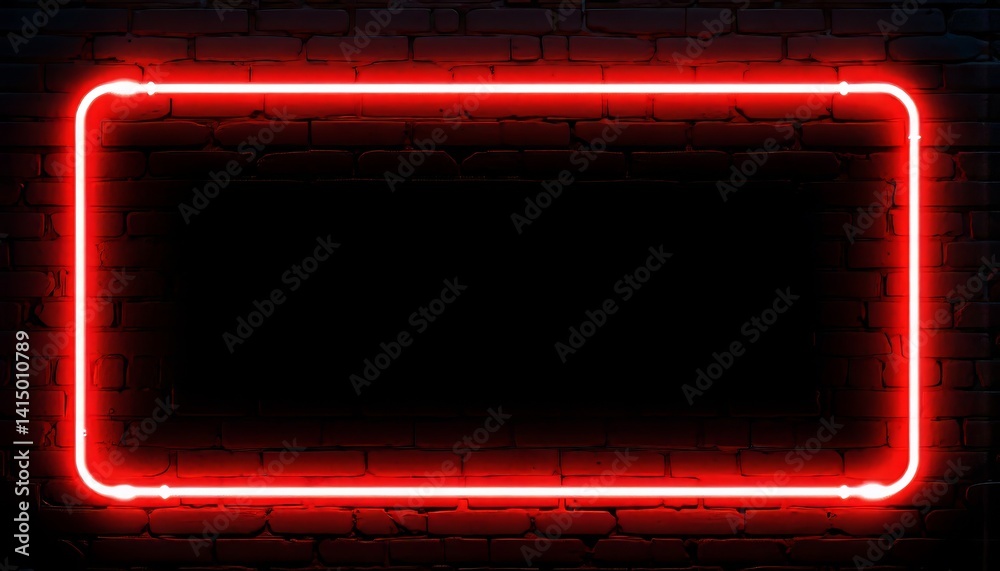 Obraz premium Red neon frame on black background 