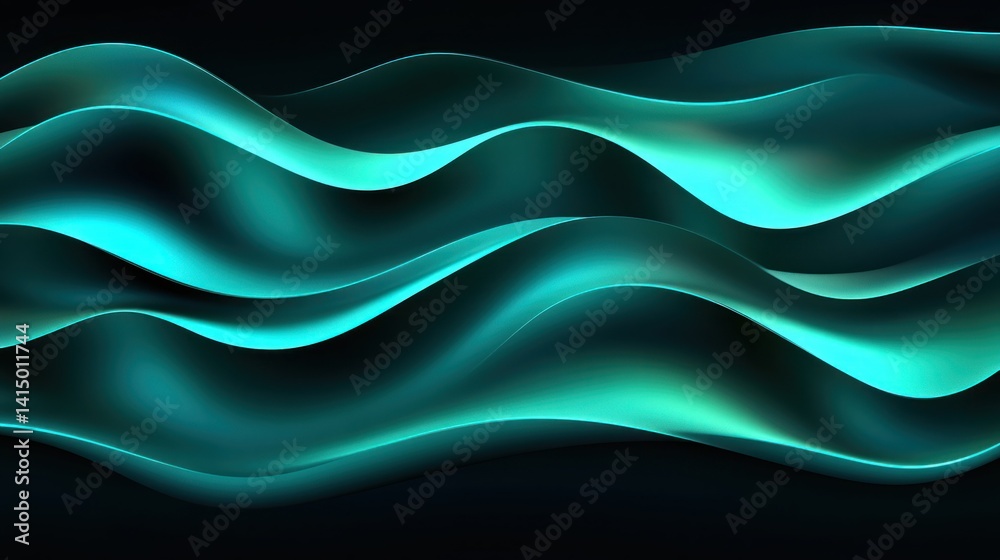 Teal flowing waves create a mesmerizing abstract design.