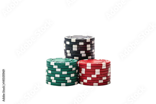 PNG Poker chips stacked in black green and red