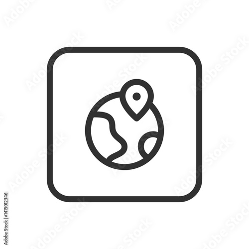 Earth Pin Location Direction Icon – Global Navigation and Geolocation Symbol