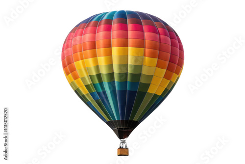 PNG Colorful hot air balloon with rainbow stripes in flight