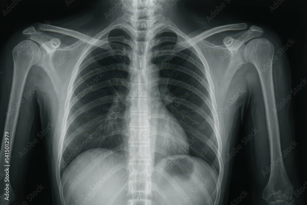 Detailed X-ray Image of Human Chest and Upper Body Anatomy Detailed X-ray Image of Human Chest and Upper Body Anatomy