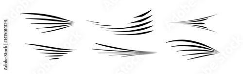 Flowing wind motion line. Air logo wave. Air movement and gust symbol pack. Vector