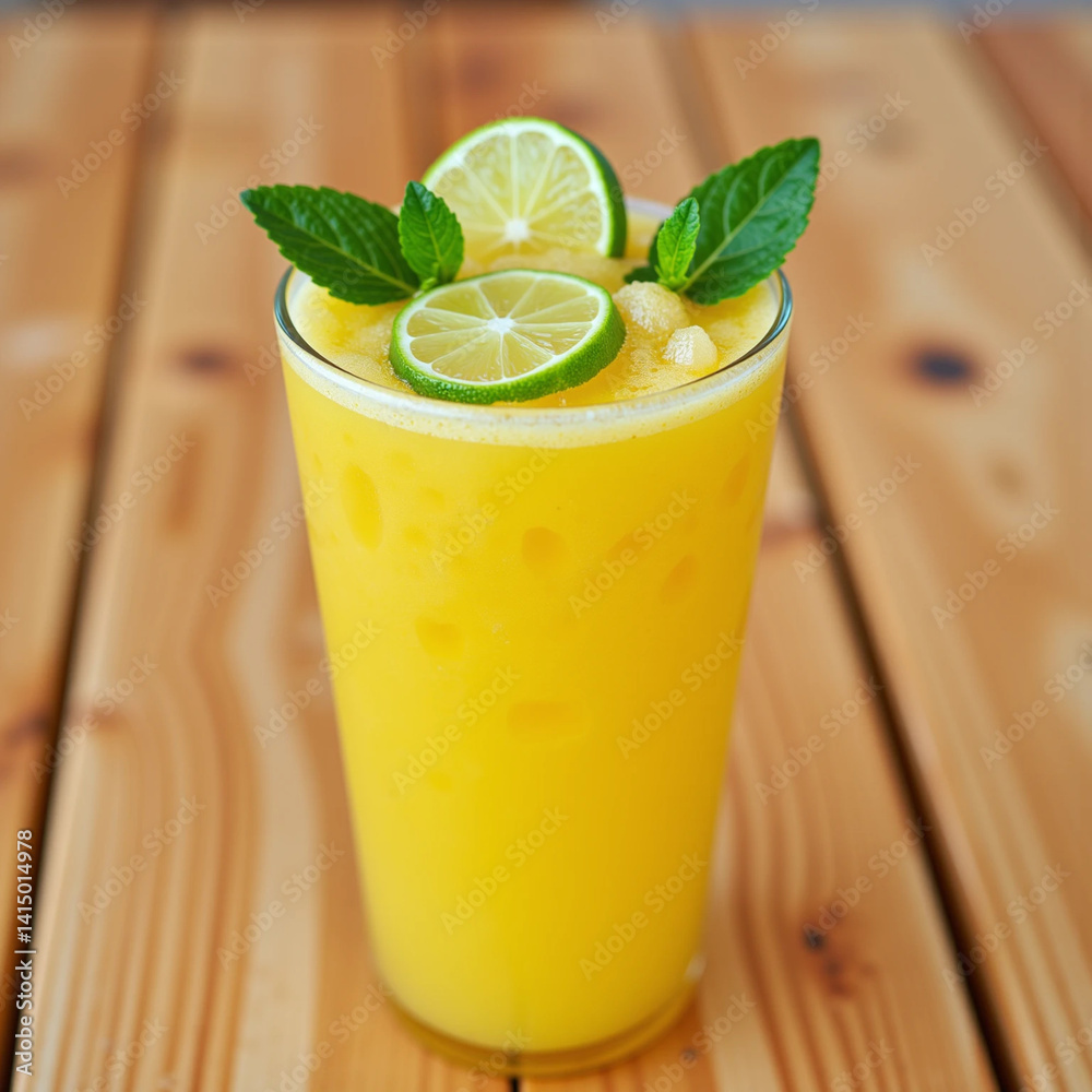 Fototapeta premium Kumquat Ice Blended Drink in Short Glass Cup – Refreshing Citrus Beverage