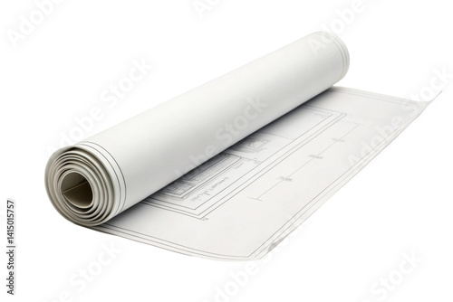 PNG Rolled architectural blueprint with detailed floor plan design