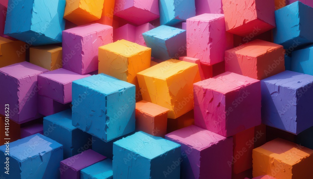 Obraz premium Cubes with textured surfaces.