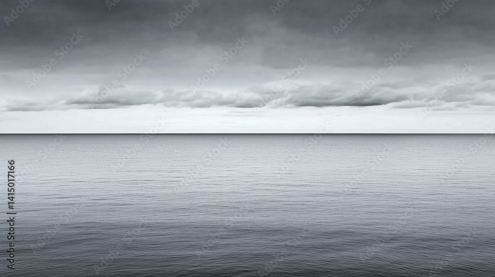Fototapeta premium Tranquil monochrome seascape under overcast sky